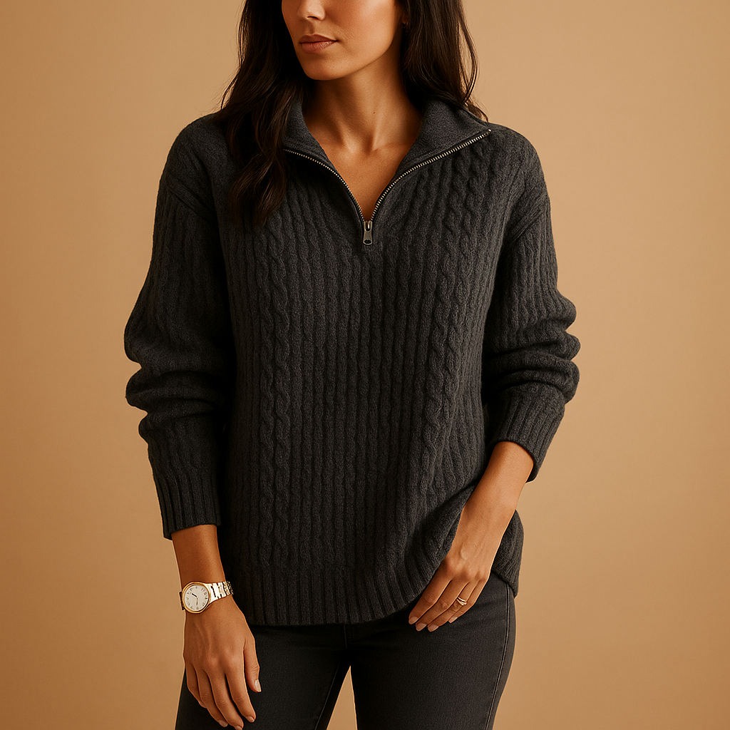 Women’s Half-Zip Sweater – Chic Knit Pullover with Flattering Fit